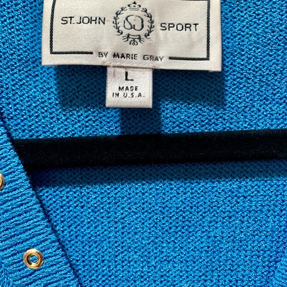 Vintage St. John Sport by Marie Gray Santana knit Turquoise Sweater With Size L - Picture 4 of 6